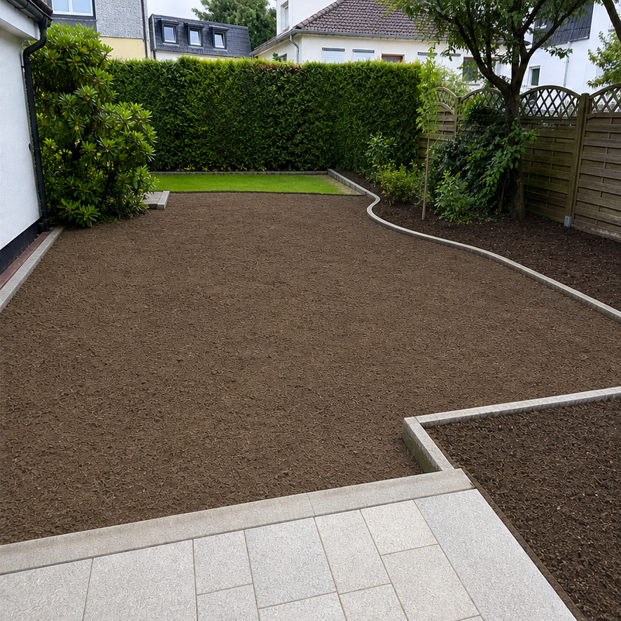 Neu angelegter Gartenbereich