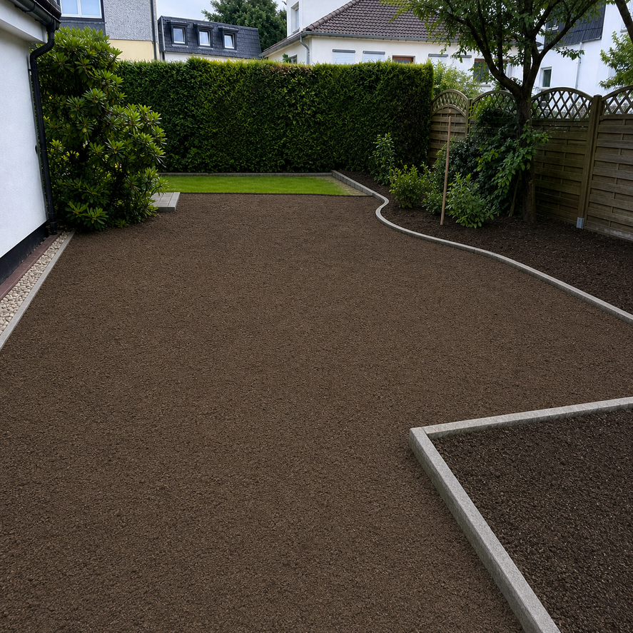 Gepflegter und vorbereiteter Gartenbereich nach den Arbeiten